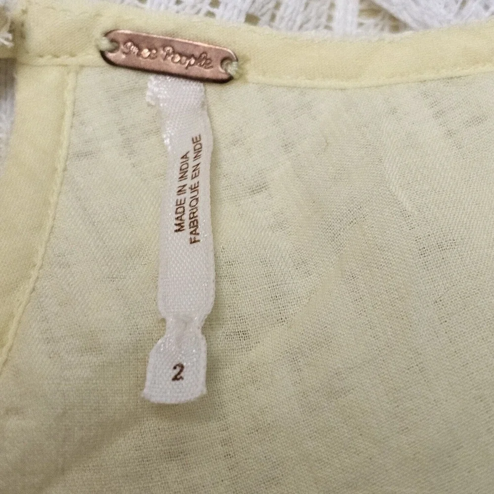 Free People Lace Fit & Flare Dress Women 2 Cream Yellow‎ Open Back Sleeveless